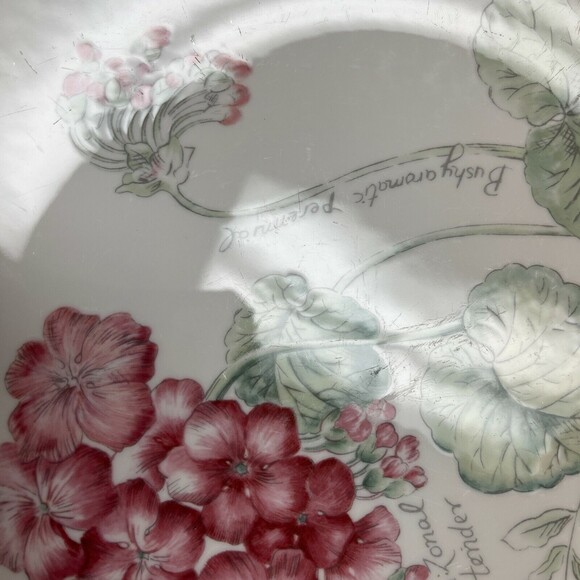 Lenox Geranium Artist Sketchbook by Louise Le Luyer Dinner Plates 11" Lot of 2 - Picture 7 of 11